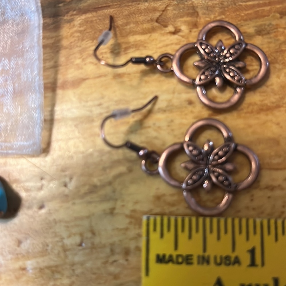 Copper faith-based earrings and necklace set - Picture 2 of 5